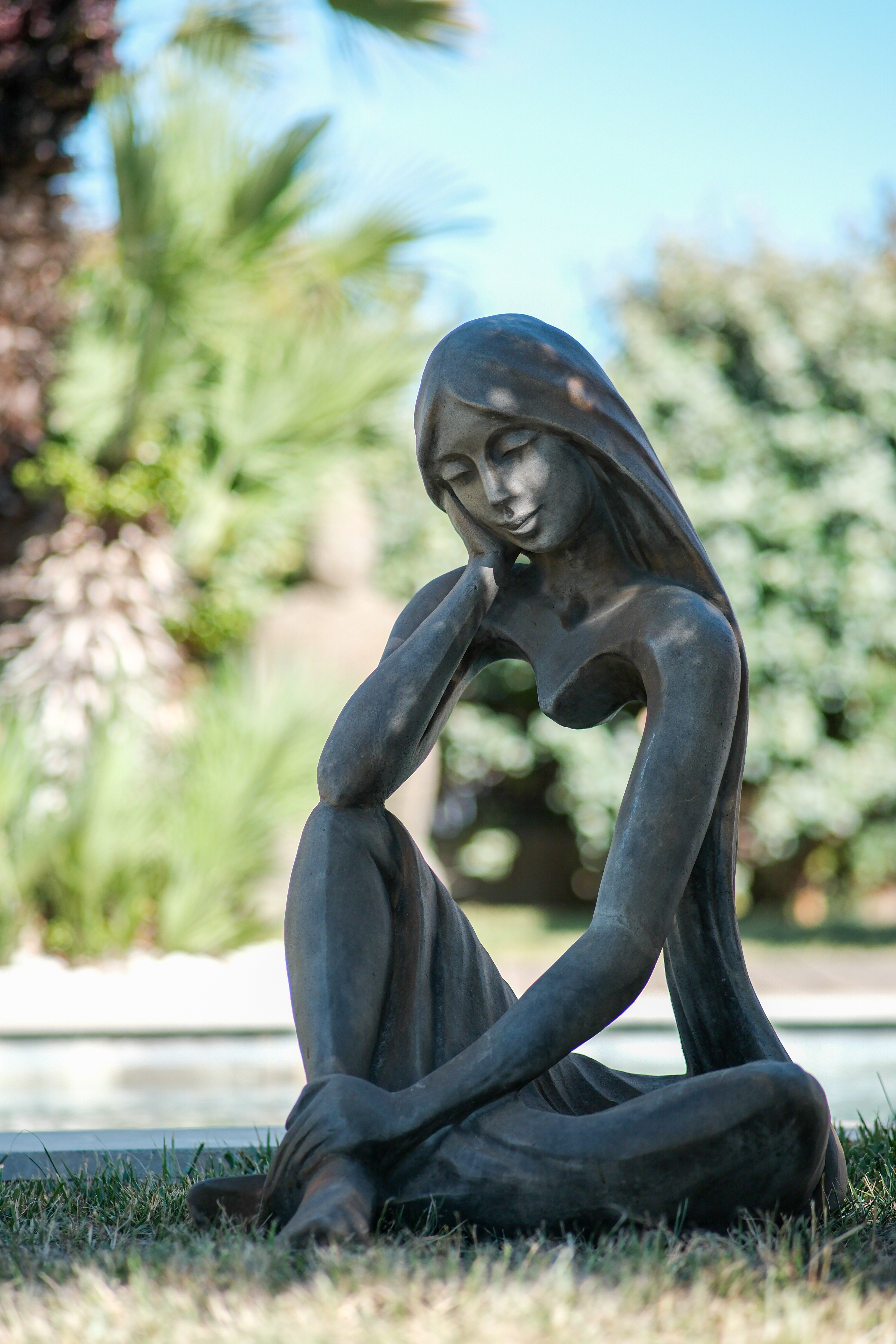 Statue de jardin visage, décoration extérieure Décoriale